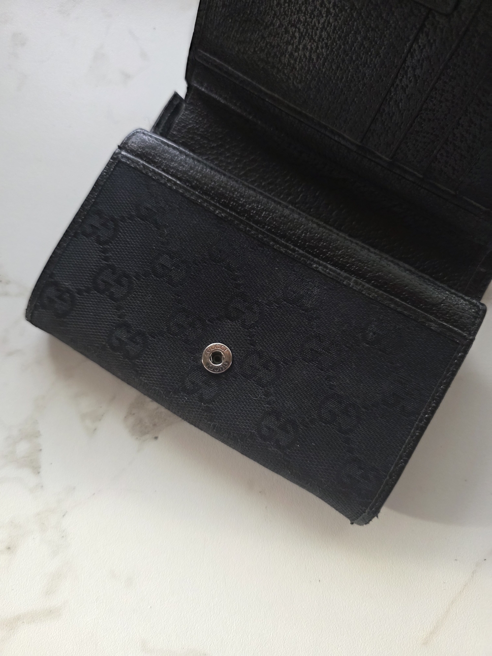 Gucci Black GG Monogram Canvas Leather Wallet Continental Bifold - Picture 12 of 13